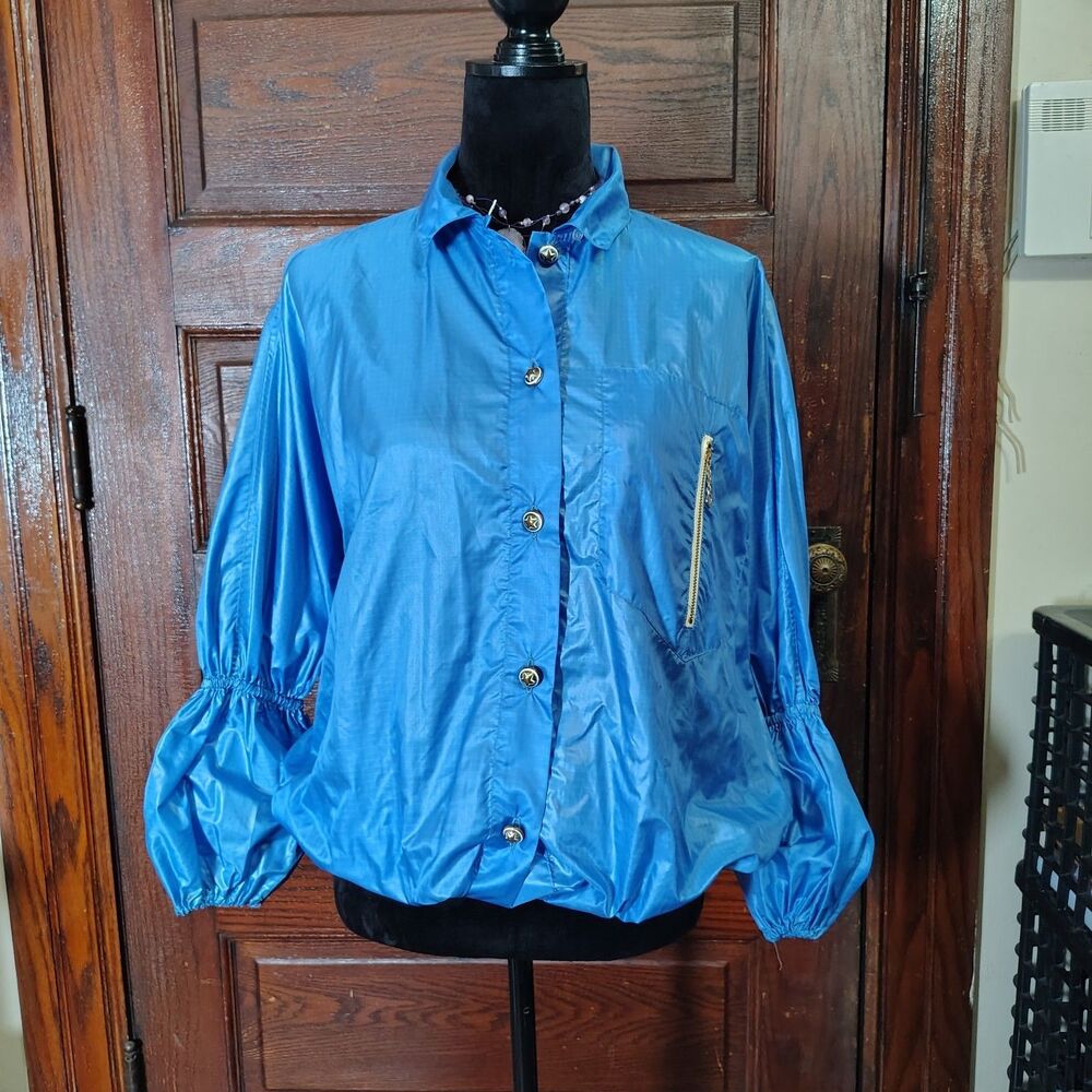 Retro 50-60s Saks Fifth Ave Balloon Sleeve Elastic Waist Windbreaker Wmns Small